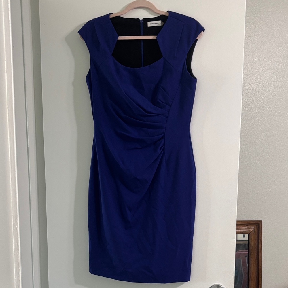 Calvin Klein Royal Blue Cap-Sleeve Sheath Dress